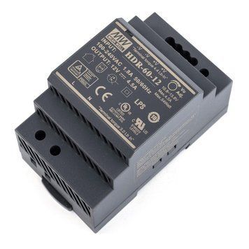 Блок живлення Mean Well на DIN-рейку HDR-60-12 (54W; 4,5A; 12V; IP20) Series "HDR", 92% 622021 - постачальник електрообладнання для автоматизації простору Polygon Center