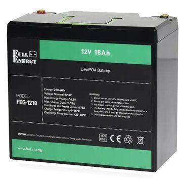 Full Energy FEG-1218 12В 18А&bull;ч Літієва акумуляторна батарея 0019699 - постачальник електрообладнання для автоматизації простору Polygon Center