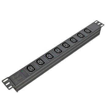 Kingda KD-IEC1008WKPB19A-C14 Блок 19" на 8 роз. С13, 10А, з індикат., без шнура, чорний, 1U, Kingda 0006962 - постачальник електрообладнання для автоматизації простору Polygon Center