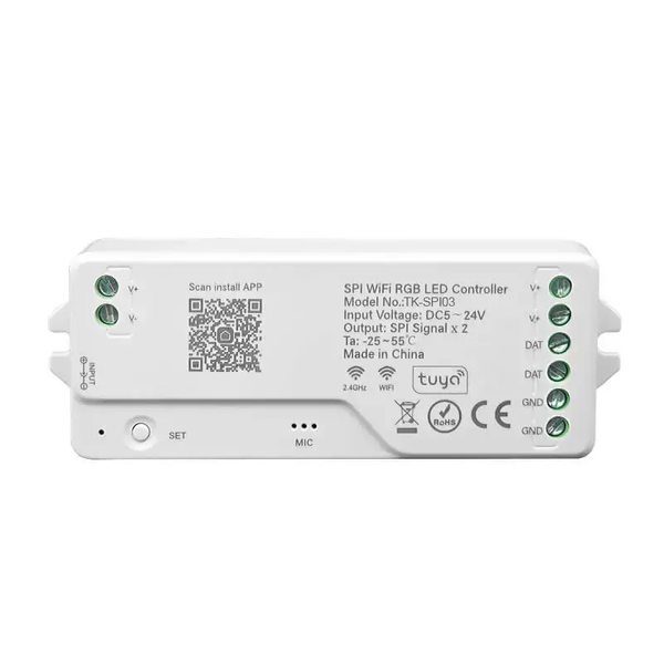 Контролер SPI TUYA + пульт керування SPI адресною смарт стрічкою RGB, комплект. RC1-SPI03 - постачальник електрообладнання для автоматизації простору Polygon Center