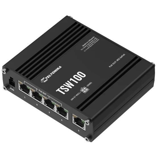 Teltonika TSW100 POE+ Комутатор 5 портів некерований 0026535 - постачальник електрообладнання для автоматизації простору Polygon Center