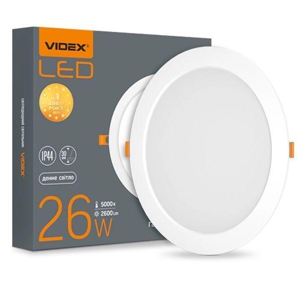 VIDEX 26W 5000K 220V LED світильник Back круглий 0017522 - постачальник електрообладнання для автоматизації простору Polygon Center