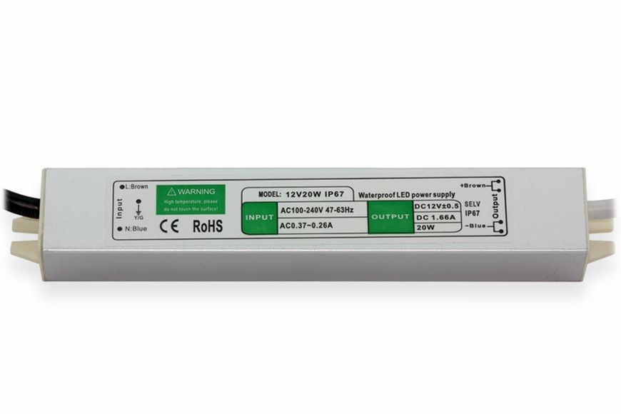 Блок питания импульсный PROLUM 20W 12V (IP67,1,67A) Series "WPS" 223018 &ndash; поставщик электрооборудования для автоматизации пространства Polygon Center