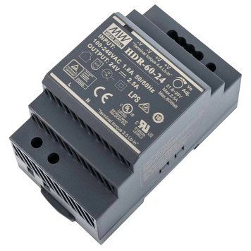 MeanWell HDR-60-24 24B 2.5А Блок живлення (для монтажа на DIN рейку) 0013283 - постачальник електрообладнання для автоматизації простору Polygon Center