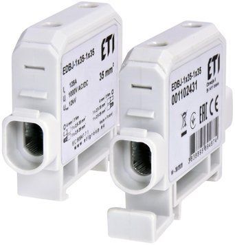 Клема силова ввідна EDBJ-1x35-1x35 (125A, 1000V AC/1500V DC, IN: 1x35, OUT: 1x35, сіра) ETI 1102431 - постачальник електрообладнання для автоматизації простору Polygon Center