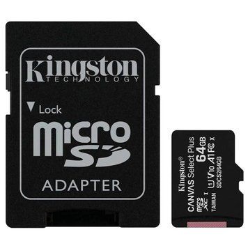Kingston 64GB microSDXC Canvas Select Plus 100R A1 C10 Card + ADP Карта памяти 0016336 &ndash; поставщик электрооборудования для автоматизации пространства Polygon Center