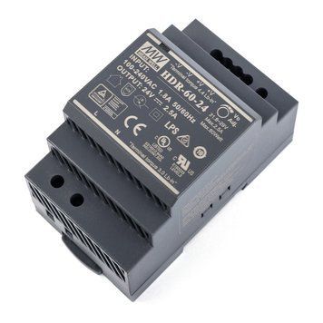 Блок живлення Mean Well на DIN-рейку HDR-60-24 (60W; 2.5A; 24V; IP20) Series "HDR", 92% 651020 - постачальник електрообладнання для автоматизації простору Polygon Center