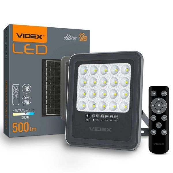 VIDEX 500Lm 5000K 3.2 V LED прожектор автономний 0017532 - постачальник електрообладнання для автоматизації простору Polygon Center