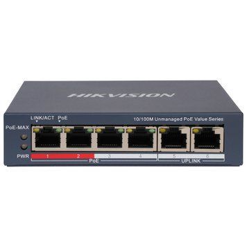 Hikvision DS-3E0106P-E/M(B) POE Коммутатор 6 портов неуправляемый 0026024 &ndash; поставщик электрооборудования для автоматизации пространства Polygon Center