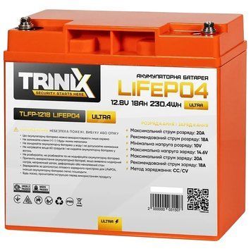 TRINIX TLFP-1218 Ultra 18А&bull;ч 12В Літієва акумуляторна батарея 0025250 - постачальник електрообладнання для автоматизації простору Polygon Center