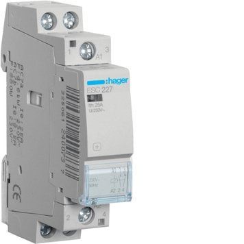 Контактор DIN 230V AC 25A 1нв+1нз Hager 1мод. HAGER ESC227 ESC227 - постачальник електрообладнання для автоматизації простору Polygon Center