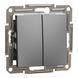 Schneider Electric EPH0300171 Asfora Выключатель 2-клавишный антрацит, пластик, без подсветки и индикации, для врезного монтажа