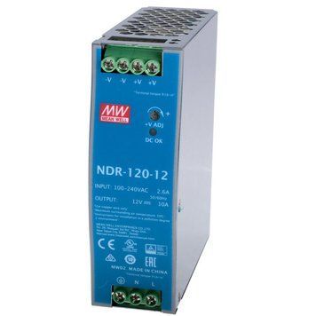 Блок живлення Mean Well на DIN-рейку NDR-120-12 (120W; 10A; 12V; IP20) Series "NDR", 92% 622023 - постачальник електрообладнання для автоматизації простору Polygon Center