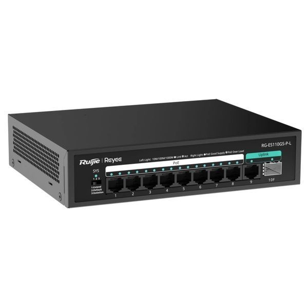 Ruijie Reyee RG-ES110GS-P-L PoE Комутатор 10 портів некерований 0018545 - постачальник електрообладнання для автоматизації простору Polygon Center
