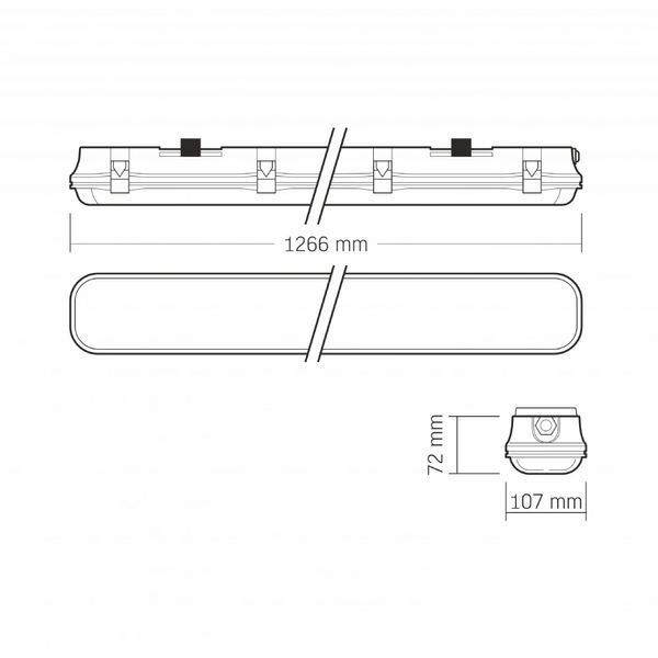 VIDEX 1,2М 220V LED світильник IP65 лінійний під лампу 2хТ8 0017508 - постачальник електрообладнання для автоматизації простору Polygon Center