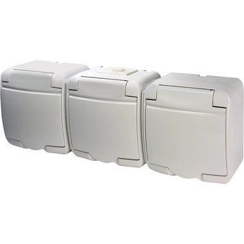 Hermetics ETI 4668023 Розетка&nbsp;3-на&nbsp;з&nbsp;з/к&nbsp;Schuko&nbsp;RHE-3s&nbsp;(біла/біла&nbsp;кришка,&nbsp;IP54)