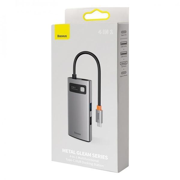 USB Hub Baseus Metal Gleam Series 4-in-1 Multifunctional Type-C Cерый (CAHUB-CY0G) LP16984 &ndash; поставщик электрооборудования для автоматизации пространства Polygon Center