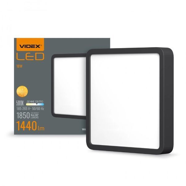 VIDEX 18W 5000K 220V LED светильник накладной квадрат 0017502 &ndash; поставщик электрооборудования для автоматизации пространства Polygon Center