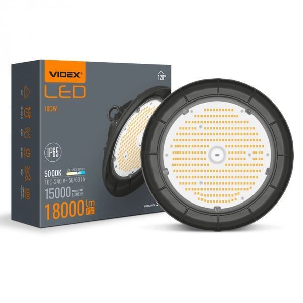 VIDEX 100W 5000K 220V LED світильник висотний ХайБей 0017509 - постачальник електрообладнання для автоматизації простору Polygon Center
