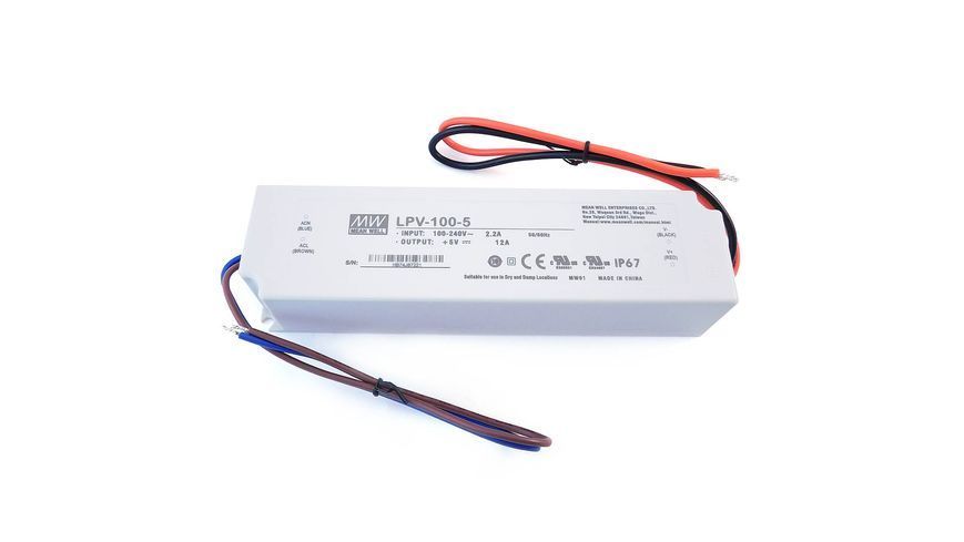 Блок питания Mean Well LPV-100-5 (60W; 12A; 5V; IP67) Series "LPV", 92% 612002 &ndash; поставщик электрооборудования для автоматизации пространства Polygon Center