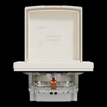 РОЗЕТКА IP44 З КРИШКОЮ, З ЗАЗЕМЛЕННЯМ, З ЗАХИСНИМИ ШТОРКАМИ, КРЕМ ASFORA